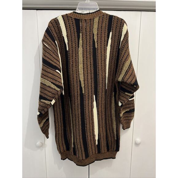VTG LaVane New York “Coogi Style” Knitted Crewneck Sweater, Elastic Waist Sz L - Picture 7 of 9